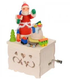 Boite A Musique Enfant A Manivelle, Père Noël Et Jouets|Graupner, décoration de sapin de Noël, Déco Noël enfant Sale