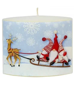 Bougie De Noël Longue Avec Des Pères Noël Sur Un Traineau|Ewa Kerzen, bougies de Noël et bougies de l'Avent Best
