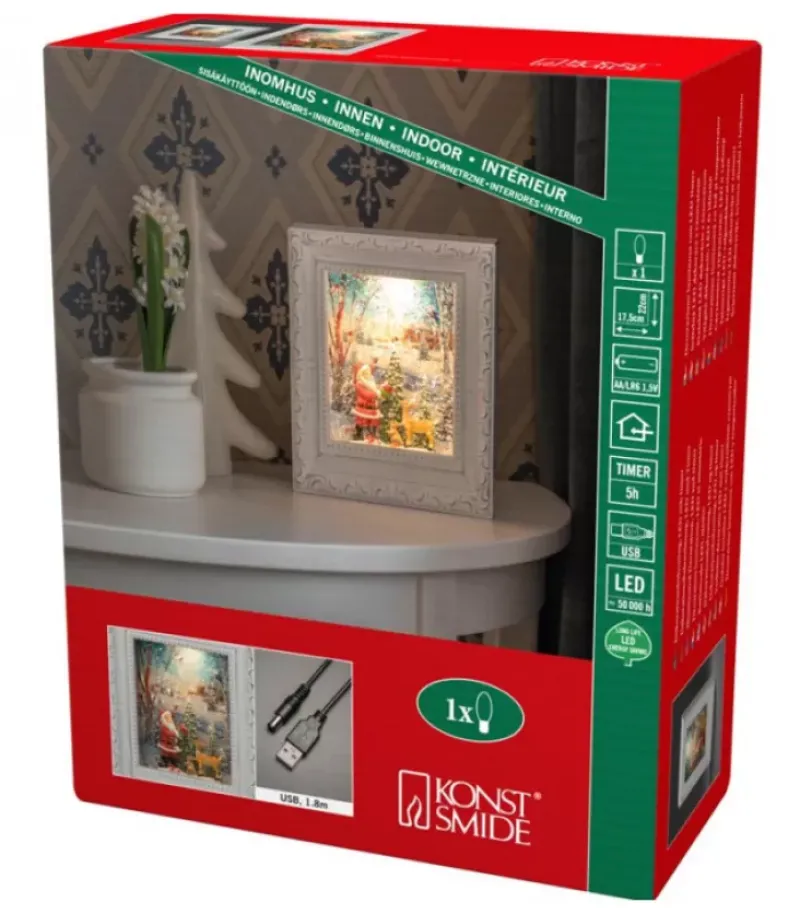 Cadre Photo Lumineux Père Noël Avec Animaux|Konstsmide, guirlandes lumineuses de Noël Clearance