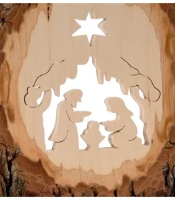Crèche A Poser En Ecorce De Bois, 18 Cm|Waldfabrik, photophore en bois et étoile sapin de Noël Best