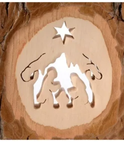 Crèche A Poser En Ecorce De Bois, 11 Cm|Waldfabrik, photophore en bois et étoile sapin de Noël Hot