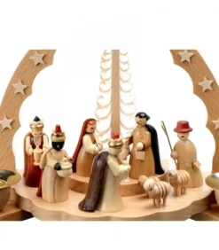 Crèche De Noël En Bois Avec Bougeoir 18 Cm|Richard Glasser, Pyramides de Noël allemandes Outlet