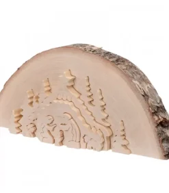 Crèche De Noël En Relief, Taillee Dans Un Rondin De Bois, 27 Cm|Waldfabrik, photophore en bois et étoile sapin de Noël Hot