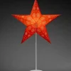 Etoile Lumineuse Electrique 5 Branches En Papier, Rouge, Sur Pied Blanc, 46 Cm|Konstsmide, guirlandes lumineuses de Noël Clearance