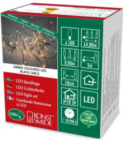 Guirlande Lumineuse Led Effet Gouttes, 100 Diodes Ambrees, Fil Noir|Konstsmide, guirlandes lumineuses de Noël Outlet