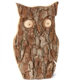 Hibou En Bois D'Ecorce, 16 Cm|Waldfabrik, photophore en bois et étoile sapin de Noël Sale