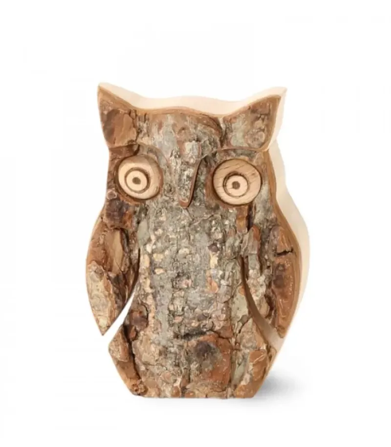 Hibou En Bois D'Ecorce, 6,5 Cm|Waldfabrik, photophore en bois et étoile sapin de Noël Hot