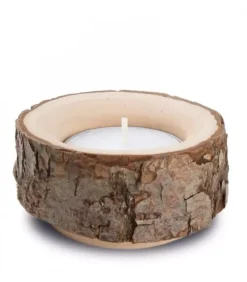 Lot De 3 Bougeoirs En Bois Avec Ecorce, 9 Cm|Waldfabrik, photophore en bois et étoile sapin de Noël Outlet