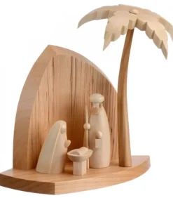 Petite Crèche Moderne En Bois Avec Un Palmier Et La Nativite|Schalling, crèche moderne Clearance