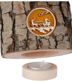 Photophore En Bois, 1 Motif Père Noël Et Traineau|Waldfabrik, photophore en bois et étoile sapin de Noël Sale