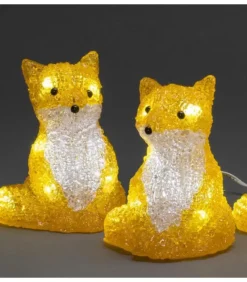 Renards Lumineux Acryliques Led Assis, Lot De 5, 12 Cm|Konstsmide, guirlandes lumineuses de Noël Discount