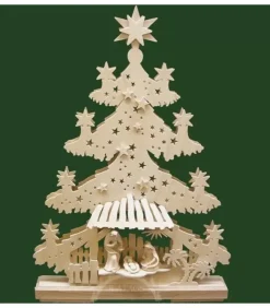 Sapin Lumineux Led En Bois Avec Crèche De Noël Et Personnages Ciceles|Ratags, décos de Noël lumineuses en bois Online